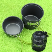 Outdoor Portable Camping Hiking Cooking Nonstick Bowl Pots Pans Cookware Set good quality 2024 - buy cheap