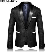 Blazer masculino estilo britânico, roupa de palco para homens, jaqueta slim fit com tamanhos grandes 2024 - compre barato