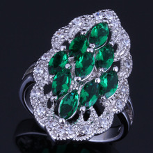 Adorable anillo de Plata de Ley 925 de circonita cúbica verde ovalado para mujer V0590 2024 - compra barato