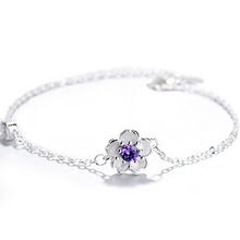 Fashion Beautiful Jewelry Net Red Chain Cherry Blossoms Adjustable Bracelets Crystal Flower Opening Bangles For Female Gift 2024 - buy cheap