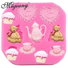 Mujiang Bears Heart Cup Silicone Fondant Mold Wedding Party Cake Decorating Tools Kitchen Baking Candy Chocolate Gumpaste Moulds 2024 - buy cheap