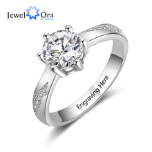 Anillo de boda clásico para mujer, joyería de aniversario con nombre grabado, de Color plateado, regalo personalizado (JewelOra RI103758) 2024 - compra barato