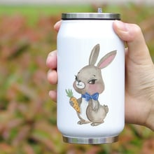 Cute Rabbit Cup with Straw Stainless Steel Vacuum Thermos with Lovable Bunny Designs 330ml Drinking Bottle for Kids Gift Flask 2024 - buy cheap