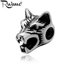 RUIMO 2mm Hole 316l Stainless Steel Wolf Head Beads Charms Spacer Beads for Beaded Bracelet Jewelry Making DIY Accessories 5pcs 2024 - buy cheap