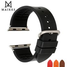 MAIKES-accesorios para Apple Watch, correa de goma deportiva para iWatch de 44mm, 40mm, 42mm y 38mm, Serie 6, 5, 4, 3, 2, 1 2024 - compra barato