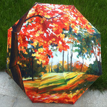 Oil Painting Umbrella Rain Women Portable Three Folding Windproof Anti UV Parasol Umbrellas Colorful 2024 - buy cheap