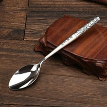 S999 hecha a mano de plata esterlina cuchara de café, postre helado cucharadita picnic accesorios de cocina 2024 - compra barato