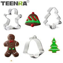 TEENRA резак для печенья из нержавеющей стали Рождественская 3D форма для торта, печенья DIY Рождественский резак для печенья набор прессформы для печенья инструменты для выпечки 2024 - купить недорого