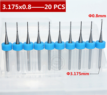 3.175mm(1/8'')*0.8mm,20PCS,Free shipping CNC PCB Corn Bit,Micro PCB Board End mill,CNC machine corn bit,Smooth chip removal 2024 - buy cheap