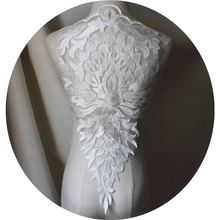 French lace fabric Ivory white embroidered applique High-end wedding dress accessories Handmade DIY 38*58cm RS232 2024 - buy cheap