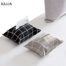 XZJJA Creative Linen Grid Paper Towel Hanging Bag Pumping Paper Belt Cotton Linen Tissue Boxes Pumping Kitchen Paper Storage Bag 2024 - купить недорого