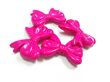 Wholesale  !   46x36mm 60pcs/lot Hotpink Acrylic Bow Beads For Fashion Kids Necklace Making 2024 - buy cheap