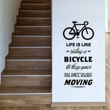 2018 Wall Stickers For Kids Rooms Design Home Decor Life Is Like Riding A Bicycle Quote Bike Wall Sticker Diy Cycling Words D04 2024 - buy cheap