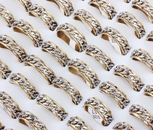 Wholesale Bulk Lots 30Pcs Fahion Men Gothic Turn Gold Chain Stainless Steel Ring Anniversary Gift Wedding Gift Free Ship 2024 - buy cheap