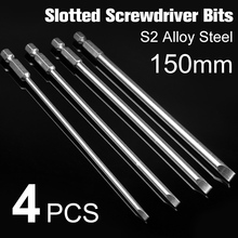 4pcs 150mm 3-6mm S2 alloy steel Flat Head Slotted Tip Magnetic Slotted Screwdrivers Bits Set  Screw Driver  Screwdrivers Kit 2024 - buy cheap