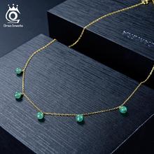 Женское Ожерелье-чокер из серебра 925 пробы с натуральным зеленым камнем 2024 - купить недорого