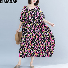 Женское платье с цветочным принтом DIMANAF, пляжное платье большого размера 5XL, 6XL, для летнего отдыха, 2019 2024 - купить недорого