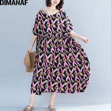 DIMANAF Oversize Women Beach Dress Sundress Big Size Print Floral Female Lady Vestidos Loose Dress 5XL 6XL Summer Holiday 2019 2024 - buy cheap