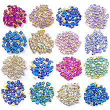 Diamantes de imitación con forma de mezcla para coser, 50 Uds., piedras para coser con Base de Metal dorado colorida, para ropa, joyería, B1138 2024 - compra barato