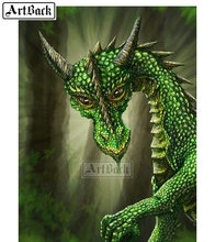 Quadrado completo/broca redonda pintura diamante dragão verde kit 3d mosaico diamante bordado animal decoração casa pintura presente 2024 - compre barato