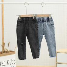 Весенние джинсы для девочек, детские джинсы для мальчиков и девочек, черные джинсы, штаны для детей ясельного возраста, детские штаны для девочек и мальчиков 2024 - купить недорого