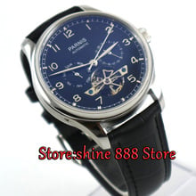 43mm  Parnis watch power reserve black dial date black strap Automatic Self-Wind Men's watch 2024 - buy cheap