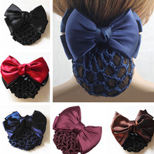 1pc Floral Lace Satin Bow Barrette Stylish Lady Hair Clip Cover Net Tulle Bowknot Bun Snood Women HairgripsHair Accessories 2024 - buy cheap