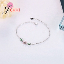 Sweet Romantic Style Hot Sale Flower Design CZ Crystal Shiny 925 Sterling Silver Resizable Bracelet Girl Psrty Accessories 2024 - buy cheap