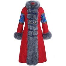 winter national style embroidered cotton-padded jacket women long  fur collar thickening warm coat plus size 4Xl 2024 - buy cheap