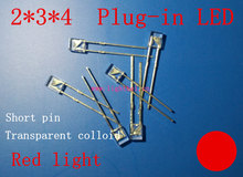 Plug-in LED 2*3*4 Red light Short pin LED lamp beads High brightness Light emitting Diode Factory direct sale 10pcs/lot 2024 - buy cheap