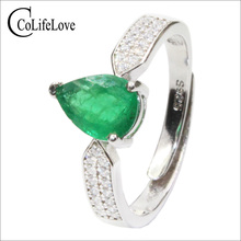 CoLife Jewelry Affordable Luxury Emerald Ring for Woman 6mm*8mm Pear Cut Natural Emerald Silver Ring 925 Silver Emerald Jewelry 2024 - buy cheap