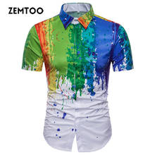 zemtoo 2018 Fashion Men's Short Sleeve Hawaiian Shirt Casual Print Shirt For Men Summer Shirts Slim Fit Chemise Homme Asian Size 2024 - buy cheap