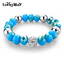 LongWay Marca de Jóias Charme Pulseiras Para As Mulheres de Cor Prata Pulseira Shambhala Contas de Cristal Pulseiras Jóias SBR150164 2024 - compre barato