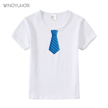 Striped Tie Print Kids Tshirt Boy Girl T Shirt 2021 New Summer Funny Short Sleeve O-Neck Top Tees Baby Children Toddler Clothes 2024 - buy cheap