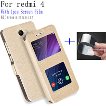 Luxury View window phone case For Xiaomi redmi 4 cover Skin Flip case PU Leather Case For Xiaomi redmi4 back cover shell capas 2024 - buy cheap