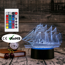 3D Led Novety Lighting Creative Gift Night Light  Table Lamp Sailboat Light Led Home Corridor Hotel Party Atmosphere Lights 2024 - buy cheap