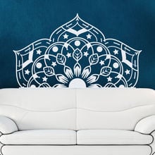 Half Mandala Wall Decal Yoga Studio Wall Sticker Boho Home Bedroom Decoration Vinyl Wall Art Mural Mandala Flower Decal AY916 2024 - buy cheap