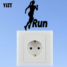 YJZT Run Running Girl Woman Sport Motivation Accessories-calcomanía de pared de vinilo para interruptor, pegatina 8SS2153 2024 - compra barato