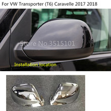 Автомобильное хромированное боковое зеркало заднего вида из АБС-пластика, крышка зеркала заднего вида, отделочная рамка, 2 шт. для VW Transporter (T6) Caravelle 2017 2018 2019 2024 - купить недорого