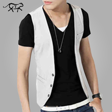 Low Price Men Vest New Style Fashion Slim Fit Men's Clothing v-Neck Blazers Vest Thin Section Male Casual Waistcoat Male Black 2024 - buy cheap