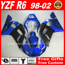 Carenagem kit para 1998-2002 YAMAHA R6 1999 2000 2001 plástico azul matte black 98 99 00 01 02 carenagens kits N6S2 2024 - compre barato