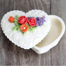 flower heart rose gift box silicone candle  handmade soap birthday wedding cake decorative mold 2024 - buy cheap