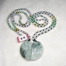 Zheru Jewelry Pure Natural Jadeite Dragon and Phoenix Love Pendant Tricolor Jade Bead Necklace Send Class A Certificate 2024 - buy cheap