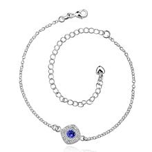 ¡Oferta! Tobilleras plateadas de plata 925 para mujer, joyería de plata con abalorios, tobilleras con diamantes de imitación azules, SA037-C 2024 - compra barato