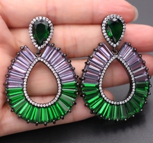Vintage Big Drop Earring For Women Colorful Zirconia Stone Fashion Party Boho Earring Green Crystal Glass female costume Jewelry 2024 - buy cheap