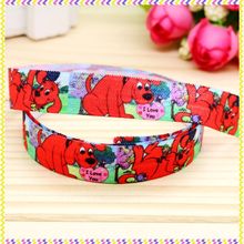 DHK 5/8'' 5yards Fold Elastic FOE big red dog printed headband headwear hair band diy decoration OEM Wholesale C112 2024 - buy cheap