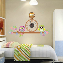 2019 fashion owl sticker home decor electronic diy wall clocks watch living room children love bedroom decoration puzzle sticker 2024 - buy cheap
