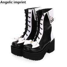 Angelic imprint mori girl Women motorcycle punk boots lady lolita Boots woman College style high heels pumps platform shoes 8cm 2024 - buy cheap