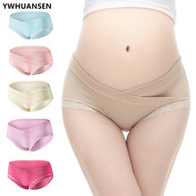 YWHUANSEN Lace Cotton Maternity Pregnant Underwear Postpartum Mother Under Bump Panties Low Waist Pregnancy Briefs Women Clothes 2024 - buy cheap