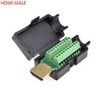 1 шт., штекер HDMI 19PIN, адаптер для соединения с черным корпусом, провод без припоя, 19 контактов 2024 - купить недорого